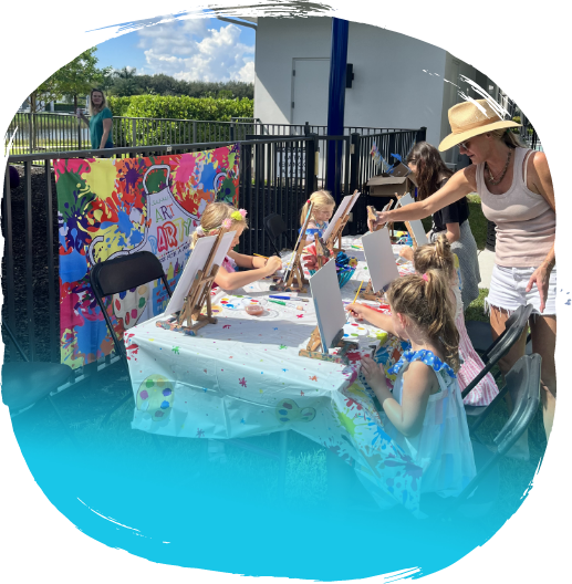 Creative art party setup ready for painting celebration